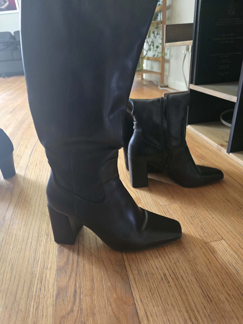 Women’s Black Mid-Calf Block Heel Boots